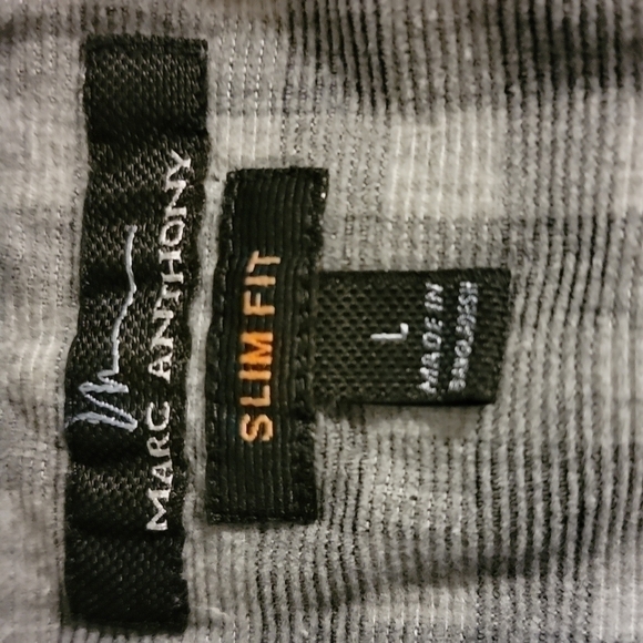 𝅺marc Anthony gray and silver slim fit plaid button down shirt size L - Picture 2 of 8